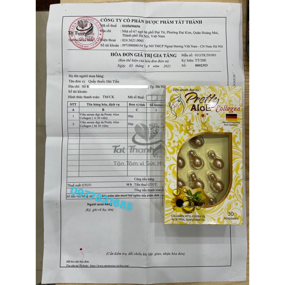 Viên serum Vitamin E bôi dưỡng trắng da Pretty Aloe - Vitamin E, ngăn ngừa lão hóa da Hộp 30 viên