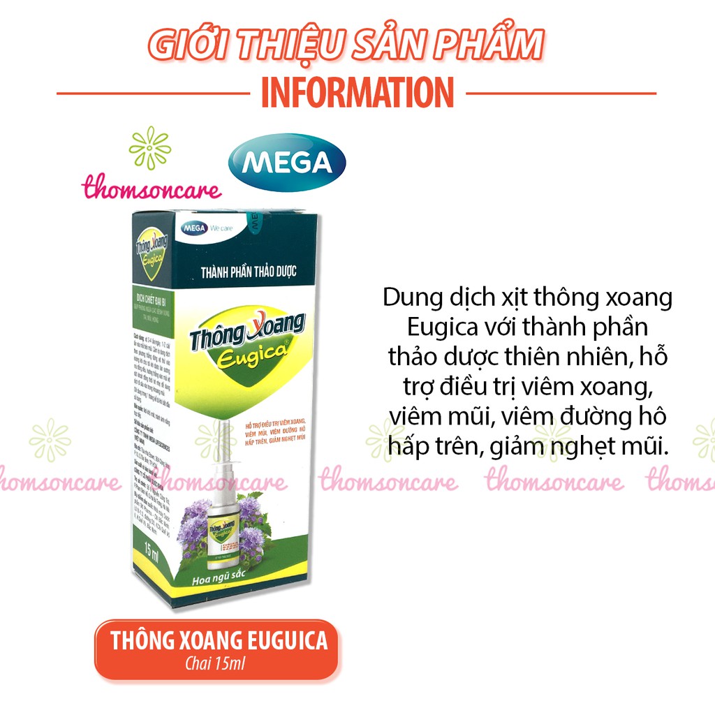 Xịt thông xoang Eugica - Giúp giảm xoang, mũi từ cây hoa Ngũ sắc và muối Natri