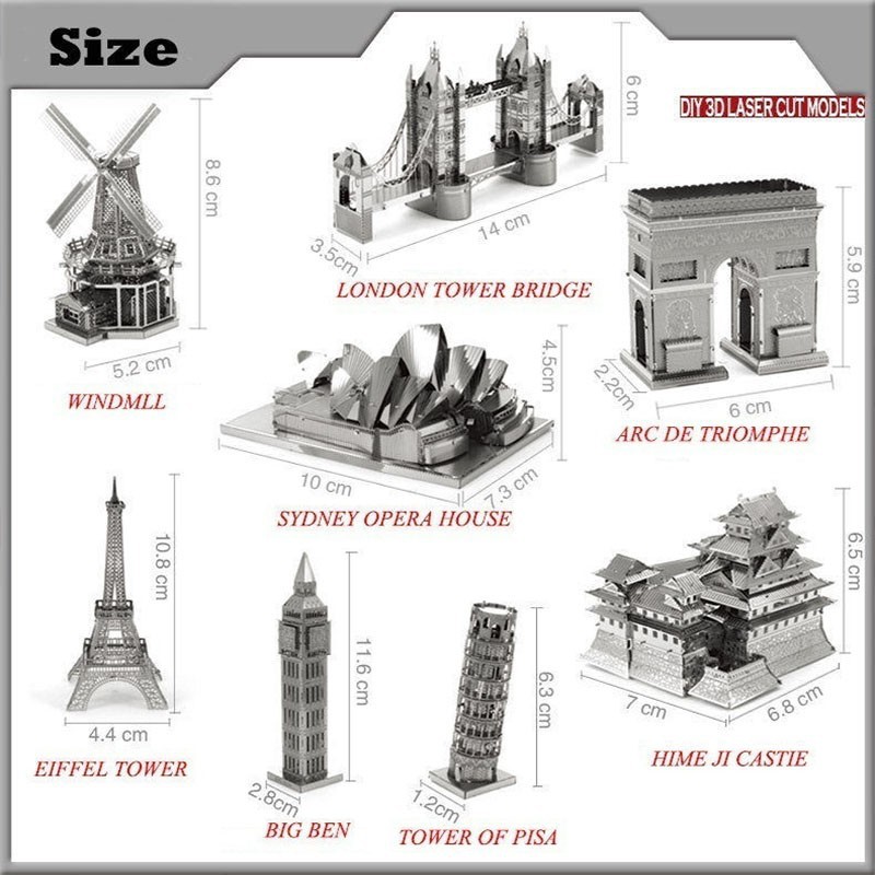 Mô hình tự lắp ráp 3D bằng kim loại với 34 kiểu tùy chọn