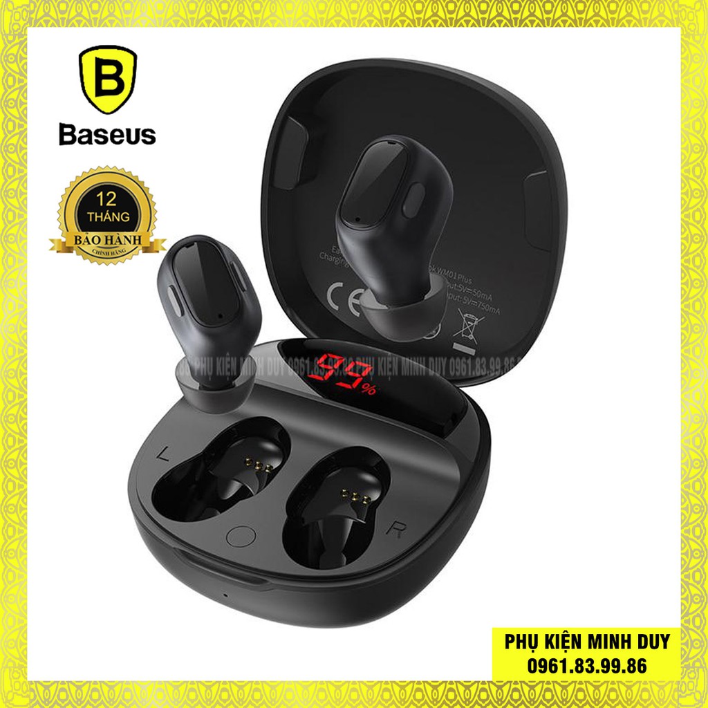 Tai nghe không dây TWS Baseus Encok True Wireless Earphones WM01 Plus (Stereo Earbuds, Touch Control, Noise Cancel) ❤