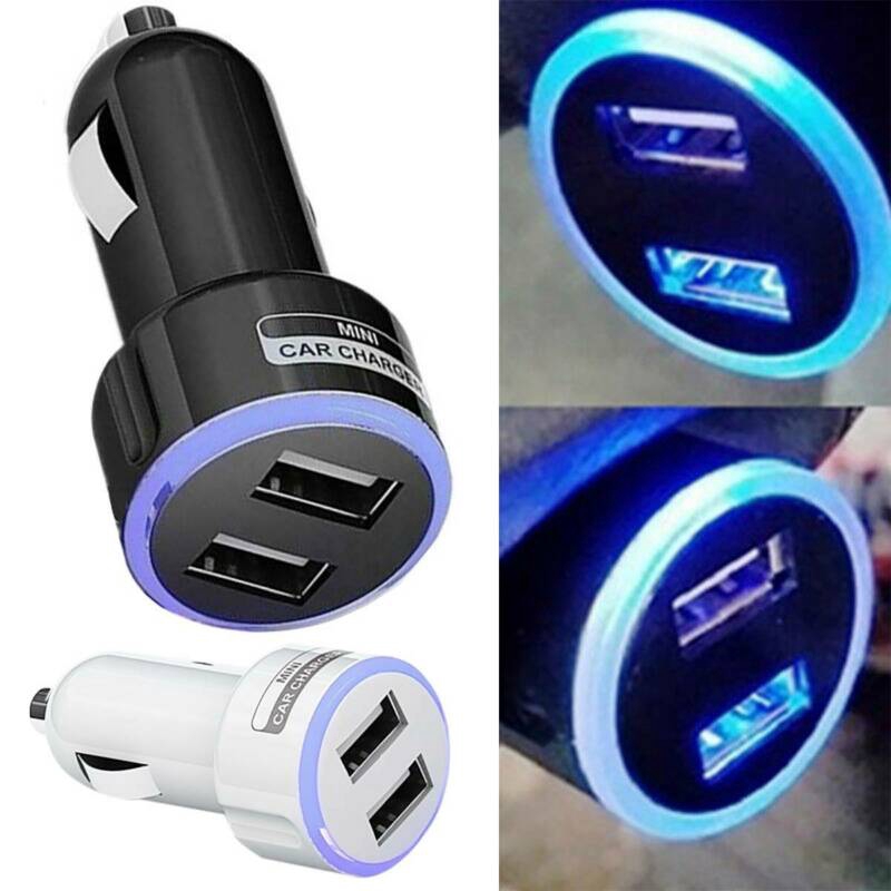 Tẩu sạc xe hơi có đèn LED 2 cổng USB 12-24V thông dụng