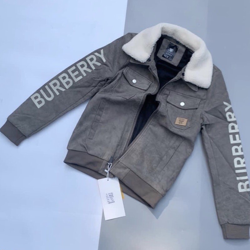 Áo khoác Burberry da lộn lót lông - Cổ lông tháo rời - Áo khoác nam | BigBuy360 - bigbuy360.vn