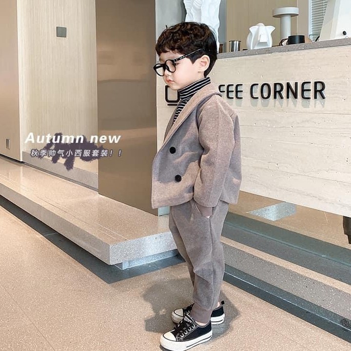 SET VEST DẠ TĂM 2 CHI TIẾT - HÀNG QUẢNG CHÂU CAO CẤP LOẠI 1 CHO BÉ TRAI 9-24Kg