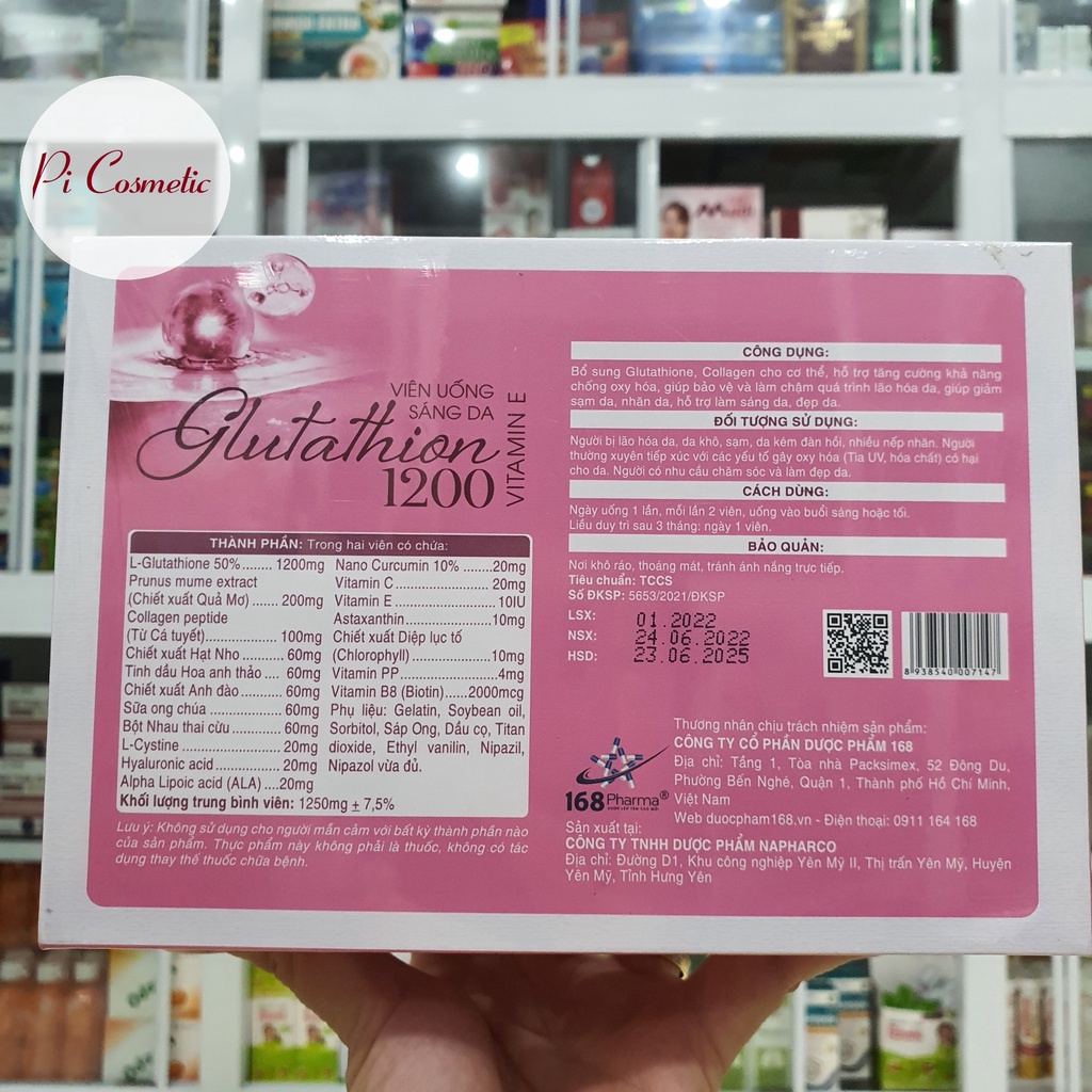 Viên uống trắng da Glutathion 1200 giúp dưỡng trắng, tăng cường khả năng chống oxy hóa