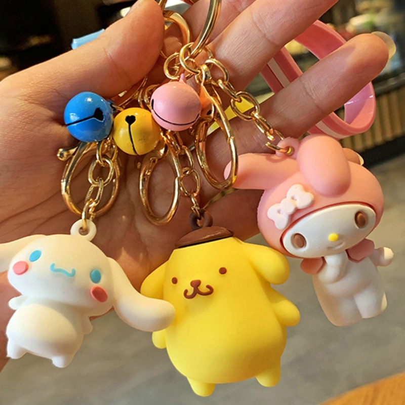 Sanrio Móc Chìa Khóa Hình Quả Chuông Hello Kitty Kuromi Dễ Thương Sáng Tạo