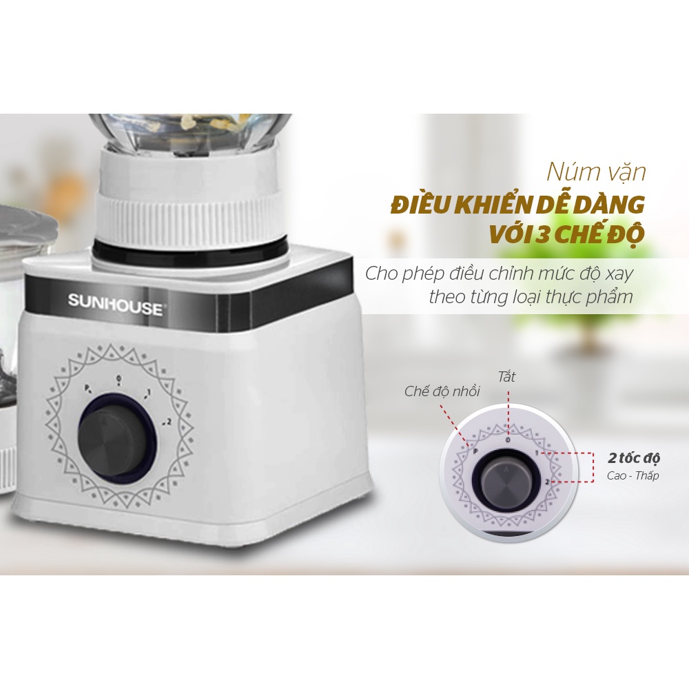 Máy xay sinh tố 3 cối SUNHOUSE SHD5582W Bảo Hành 12 Tháng