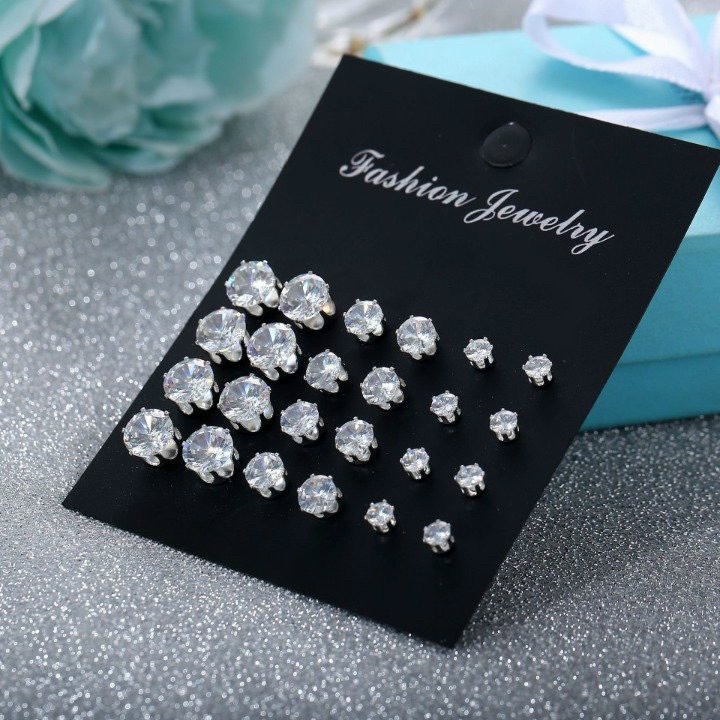 Set 12 đôi bông tai nữ cườm BTK111