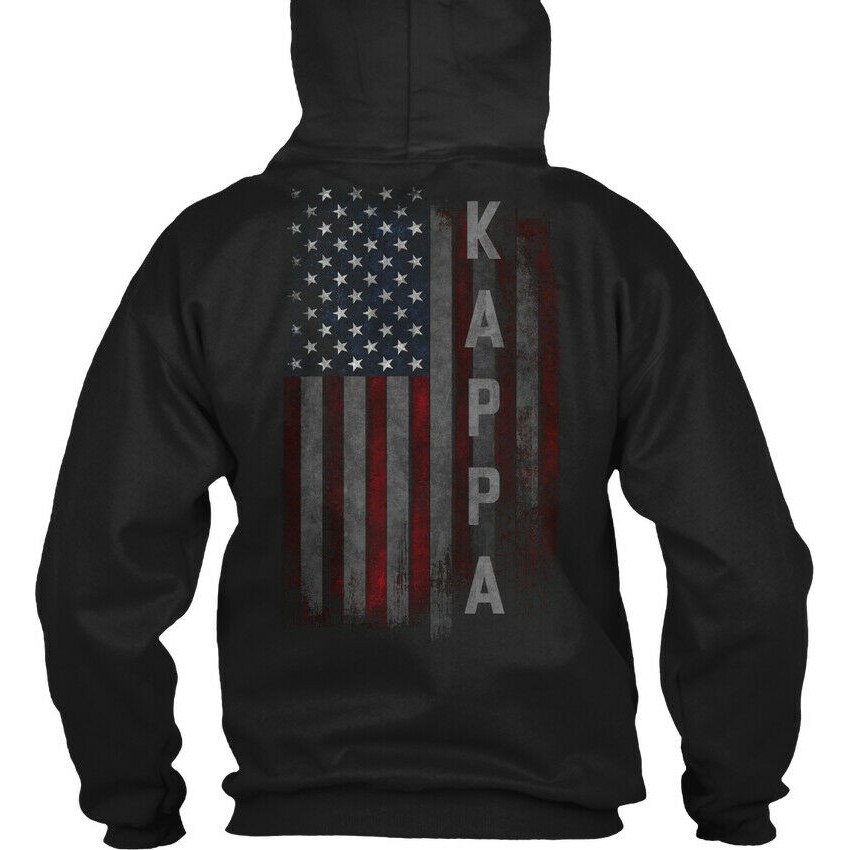 KAPPA GILDAN Áo Hoodies Có Nón Dài Tay Họa Tiết Lá Cờ Mỹ