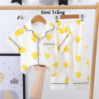Bộ pizama cộc tay quần dài nền trắng cho bé