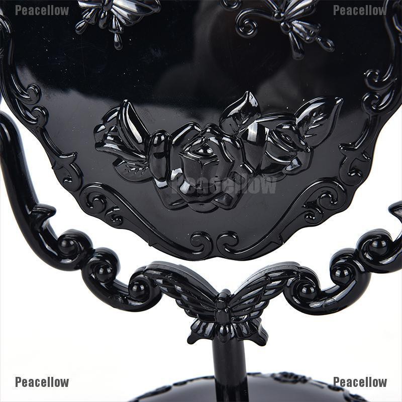 Gương xoay để bàn trang điểm màu đen có chân đỡ họa tiết bướm phong cách gothic chất lượng cao