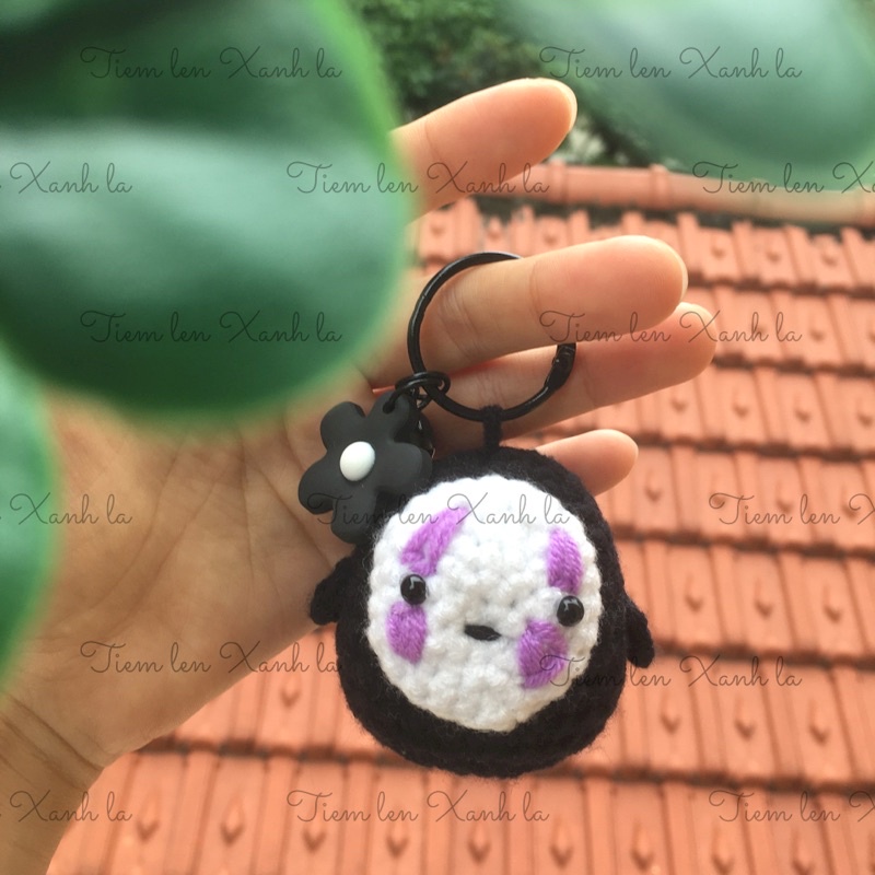 [Móc khoá len] Móc khoá vô diện bằng len handmade kèm móc hoa chuông