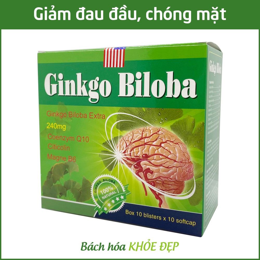 Hoạt huyết dưỡng não Ginkgo Biloba Extract 240mg - Hộp Xanh Não Đỏ 100 viên