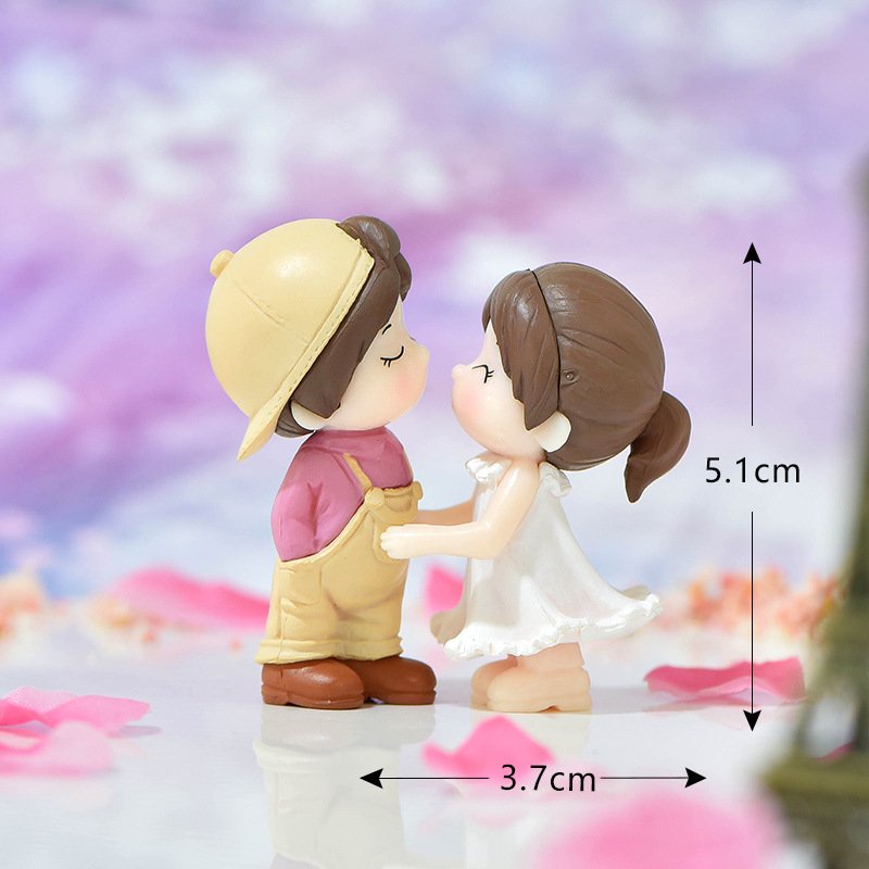 Tiểu cảnh cặp đôi khiêu vũ ,trang trí chậu cây ,móc khóa mặt dây chuyền mô hình hôn ôm, làm quà tặng,Đồ thủ công bằng nh