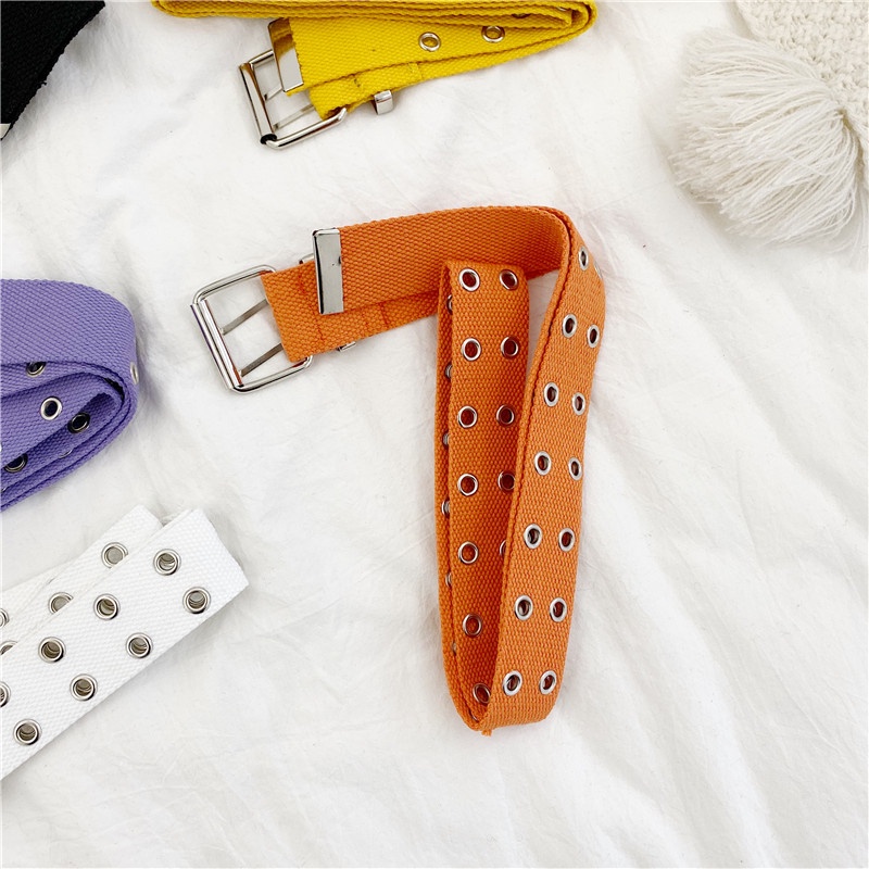 Thắt Lưng Canvas 19558 Hai Hàng Nút Phong Cách Hip Hop Dễ Phối Đồ Cho Học Sinh