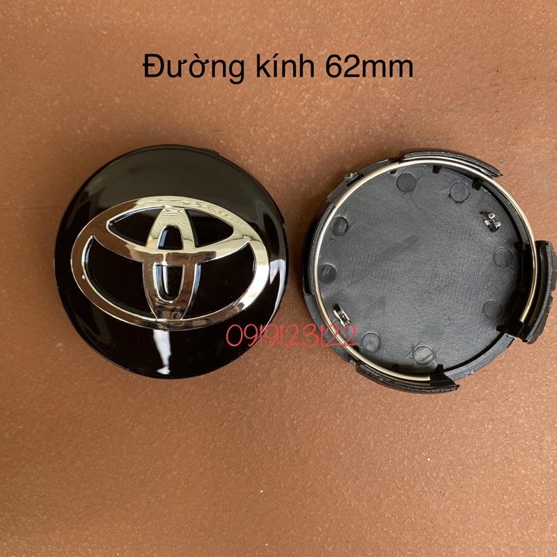 Logo Chụp Mâm Bánh Xe Ô Tô Toyota Đường Kính 62mm màu đen