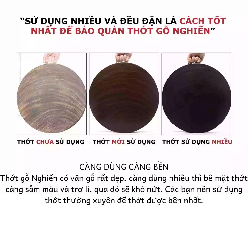 Thớt gỗ nghiến đường kính 27cm Thớt Nghiến Hoàng Linh đa năng sử dụng gia đình