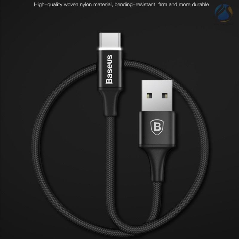 Cáp Sạc Nhanh Baseus USB Type-C 2.0A Có Đèn LED Cho Samsung S8 Xiaomi