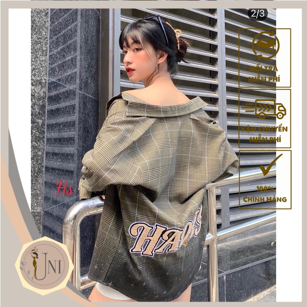Áo Sơ Mi Kẻ Sọc Caro In Chữ H Chất Liệu Thô Thái Siêu Hottrend Mã 548 UNI STORE