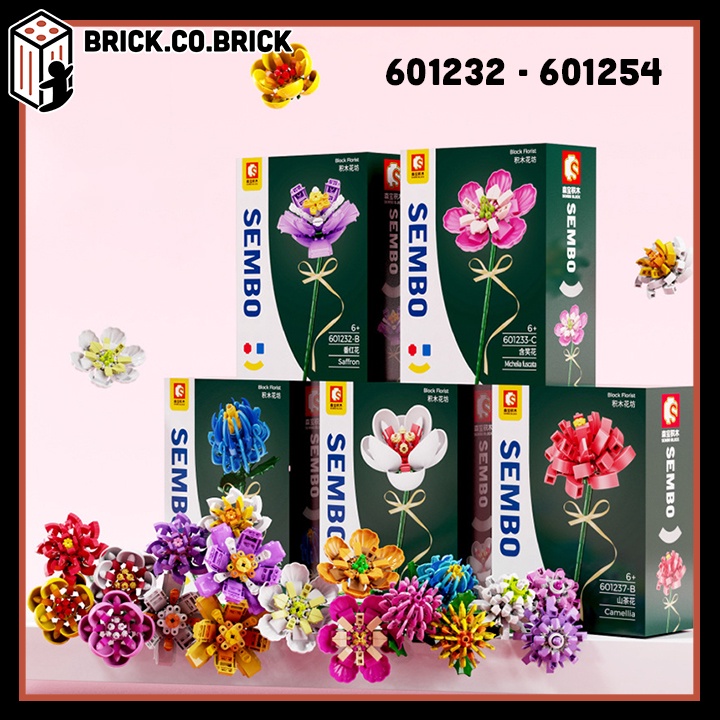 Đồ Chơi Các Loại Hoa Nhỏ Đáng Yêu trang trí bàn học Lắp ráp Trưng bày Lọ hoa Flower Boutique 601232- 601255