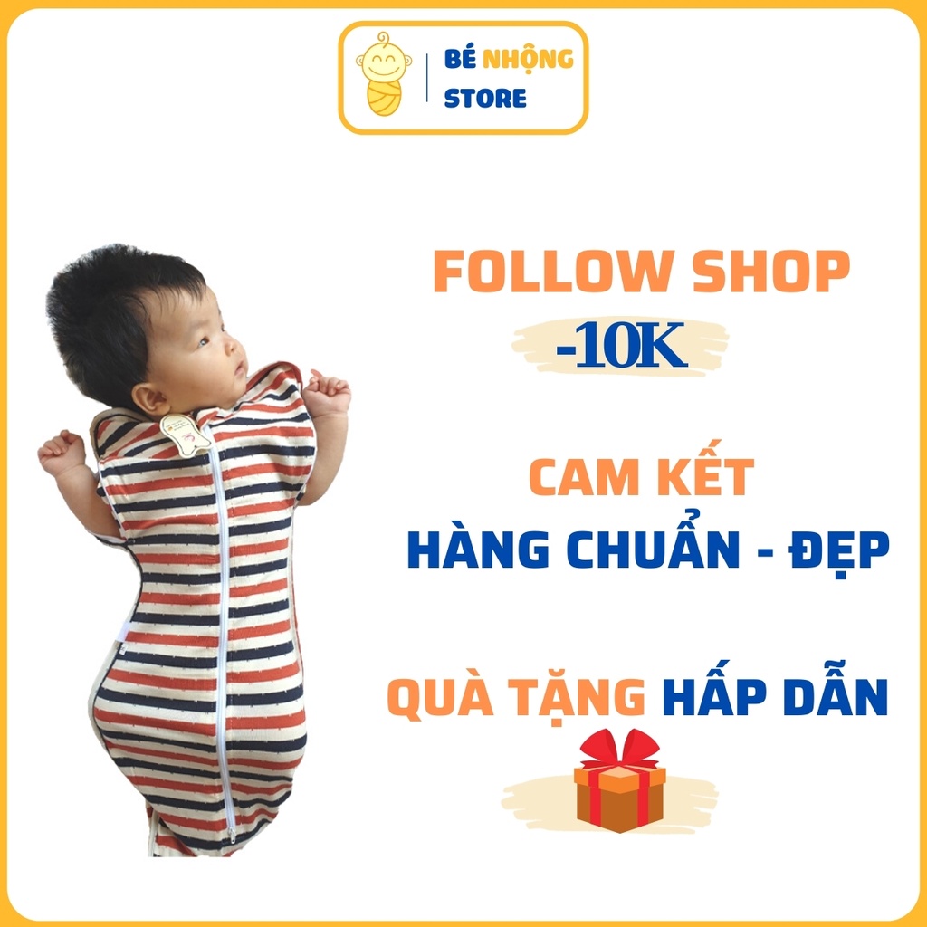 Nhộng chũn cho bé sơ sinh, Nhộng Noonon Có Khoá Mở Tay -NCD03 Tặng rơ lưỡi