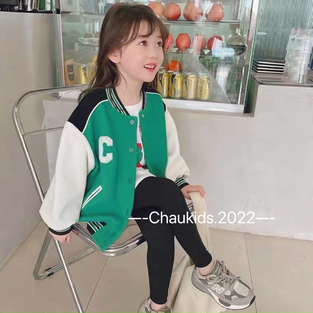 Áo Khoác Bomber Trẻ Em Dành Cho Bé Trai Bé Gái Chất Dạ Tổ Ong Dầy Dặn 2 Lớp, Áo khoácThu Đông Họa Tiết Chữ C-CKAD03