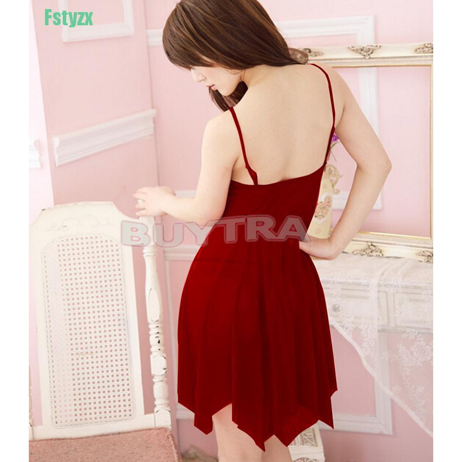fstyzx Sexy babydoll lingerie claret-red Luxury embroidery dress sleepwear pajamas robe | BigBuy360 - bigbuy360.vn