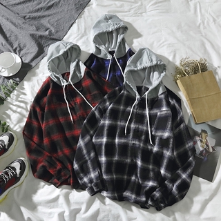 Áo Khoác Hoodie Sọc Caro Phong Cách Hàn Quốc Cho Nam Và Nữ