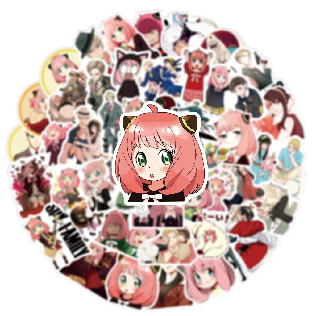 Bộ 50 Sticker Anya Spy X Family - Miếng dán decal chống nước hình dán Anya Loid Yor STK14