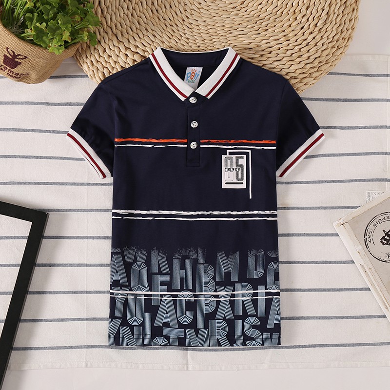 áo polo Cotton Tay Ngắn Kẻ Sọc Thời Trang Mùa Hè Cho Bé Trai