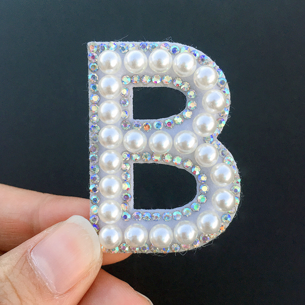 Miếng vá trang trí quần áo hình chữ cái tùy chọn đính ngọc trai thời trang