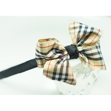 Cài tóc, bờm tóc nơ kẻ burberry cho bé