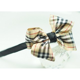 Cài tóc, bờm tóc nơ kẻ burberry cho bé