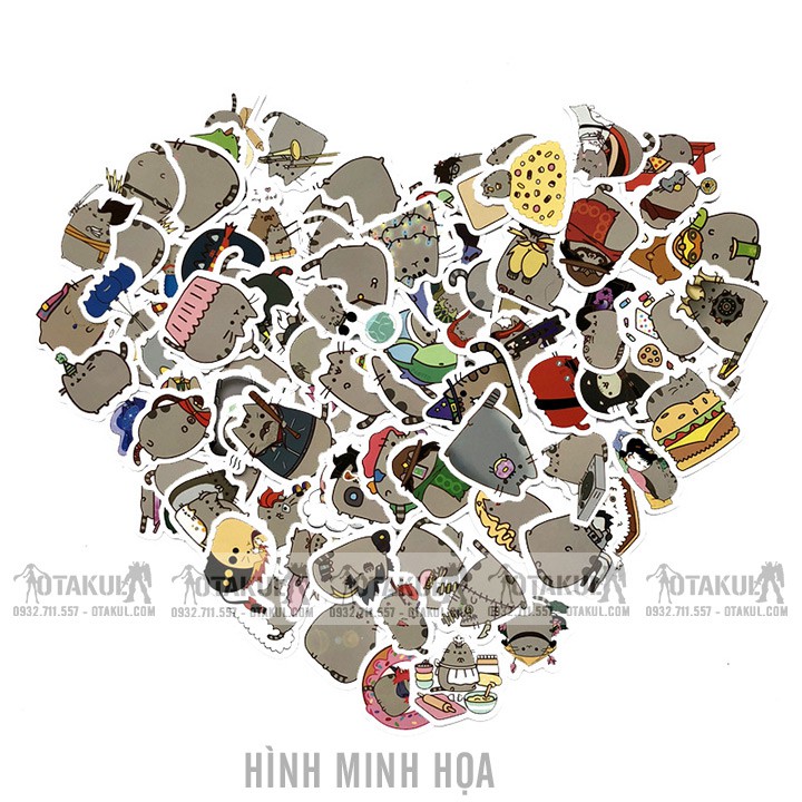 Bộ 100 Sticker Mèo Pusheen Siêu Dễ Thương