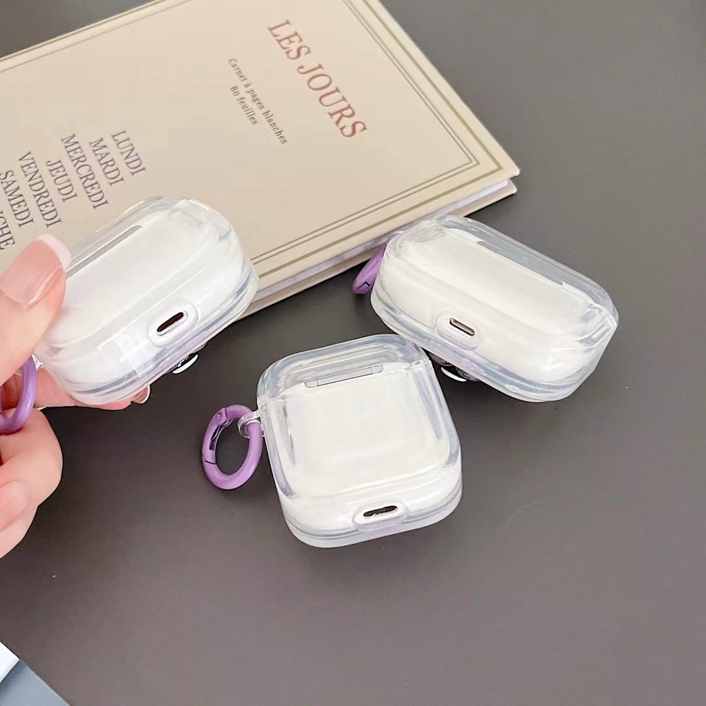 Vỏ Bảo Vệ Hộp Sạc Tai Nghe AirPods 3rd 2021 Pro2 2022 1 2 3 Pro Bằng TPU Trong Suốt Hình Kuromi Màu Tím Kèm Móc Tròn