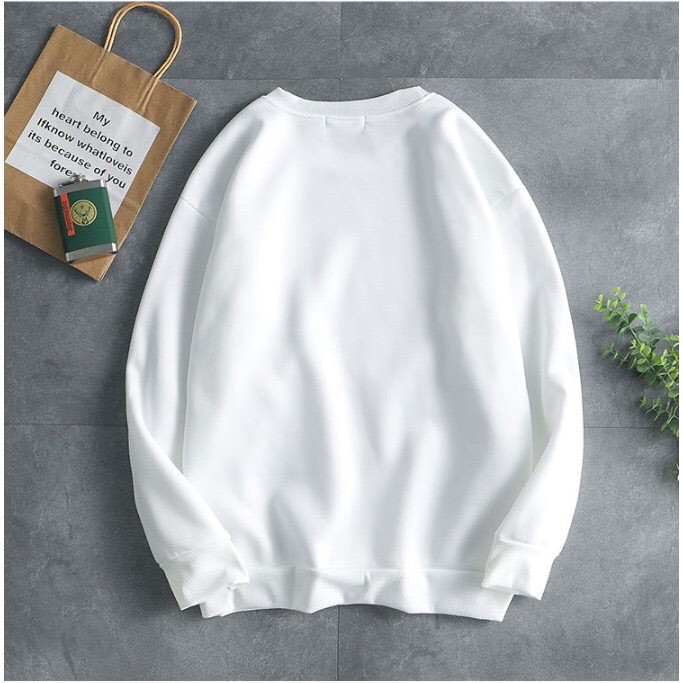 Áo Sweeter Nỉ Trơn Dài Tay In Hình Kim Cương Phản Quang