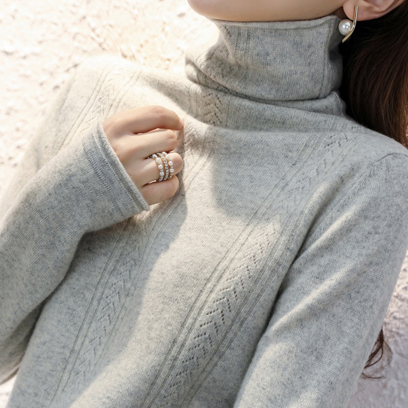 Áo sweater ZHELIHANGFEI tay dài cổ lọ dáng ôm thời trang năng động