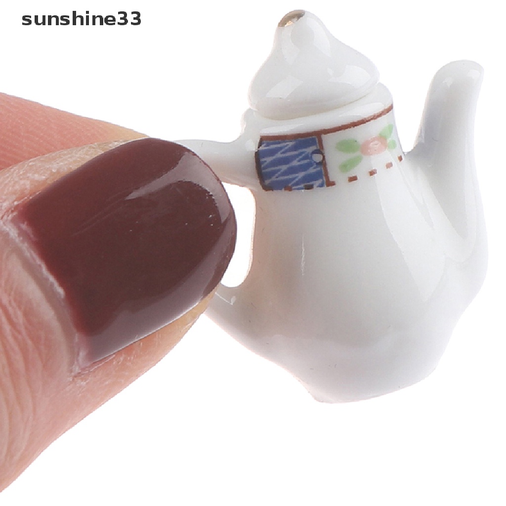 SU 8Pcs 1:12 Dollhouse Miniature Porcelain Tea Cup Plate set Dollhouse Kitchen Toy n