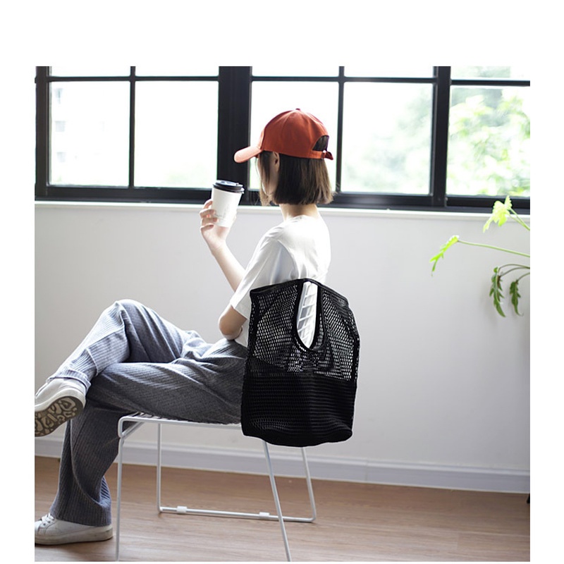 Túi Xách tote Chất Liệu canvas Phối Lưới Phong Cách Hàn Quốc Thời Trang Cho Nữ Gylb583