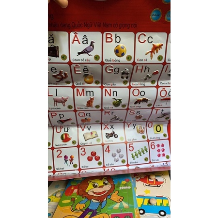 Bảng chữ cái Tiếng Việt, Bảng chữ cái và chữ số điện tử có giọng nói cho bé tập đọc - kèm pin