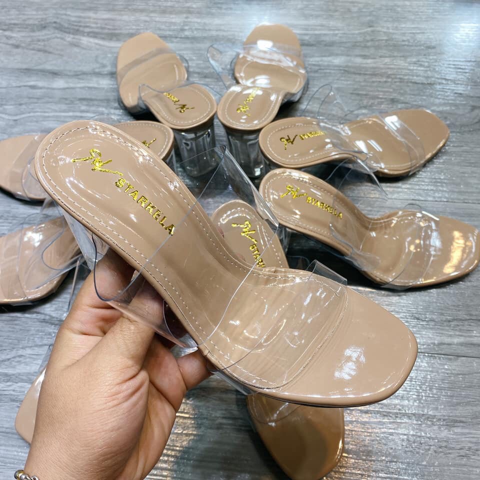 Sandal Guốc Cao Gót Hai Quai Bản Trong Gót Vuông (M628)