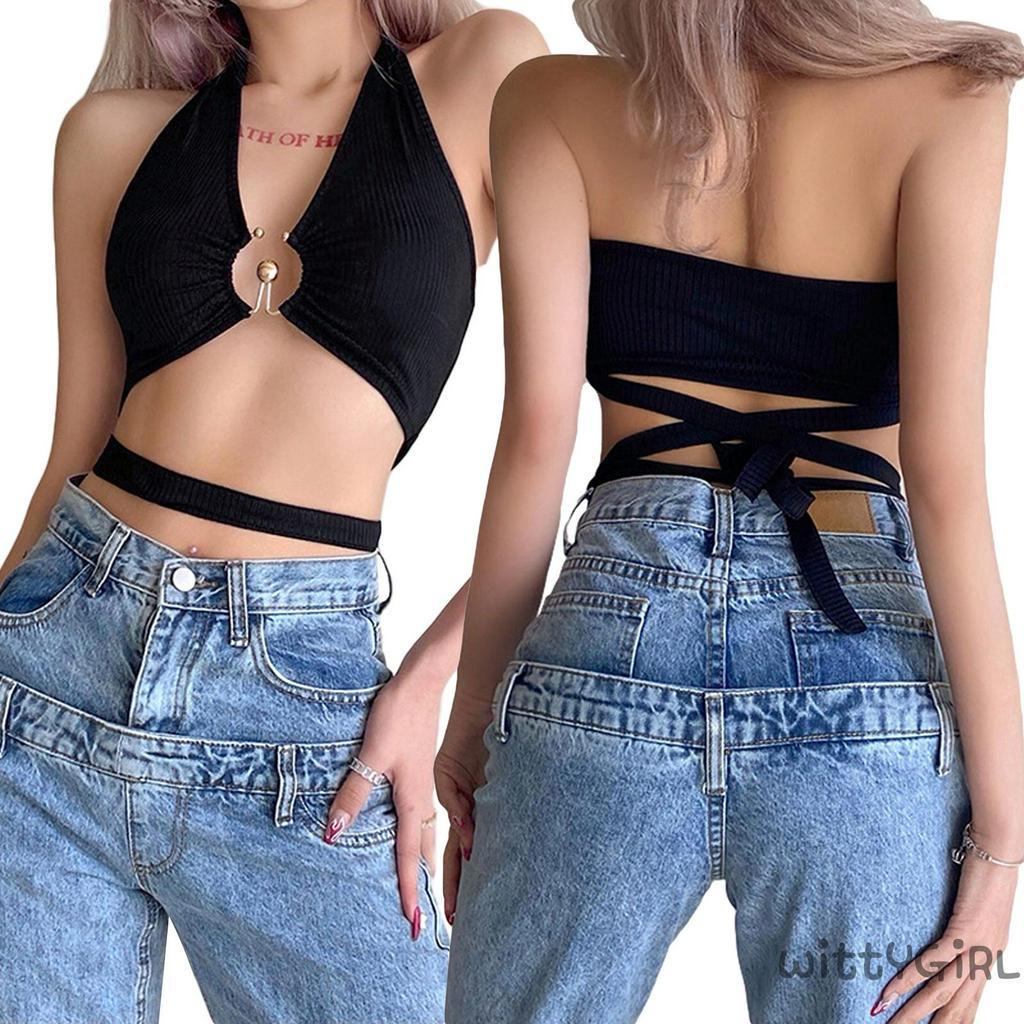 Áo Croptop Hai Dây Màu Trơn Gợi Cảm Thời Trang Cho Nữ | BigBuy360 - bigbuy360.vn