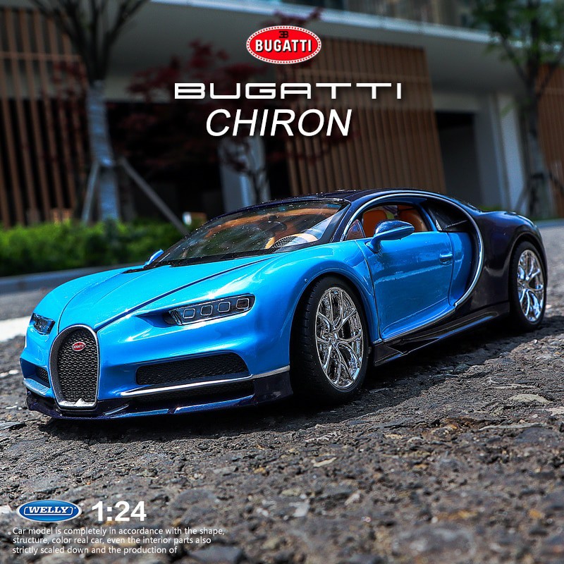 Mô hình xe Bugatti Chiron Blue 1:24 Welly
