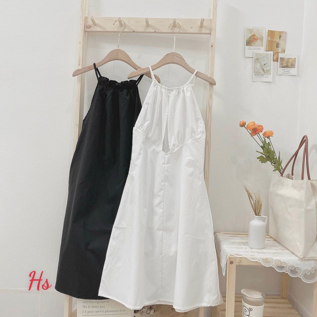 Đầm Yếm, Đầm Yếm 3 Lỗ Khoét Lưng Ngực Bèo 2 Màu Dáng Rộng | BigBuy360 - bigbuy360.vn