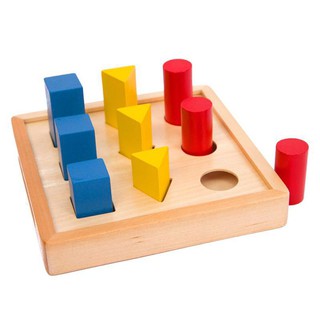 Xếp bậc thang 3 khối hình học -Giáo cụ Monessori - xếp 3 khối hình học montessori