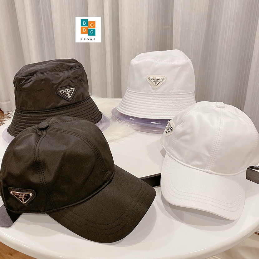 MŨ BUCKET  GIÓ 2 LỚP  PRADA LOGO KIM LOẠI - CỰC CÁ TÍNH