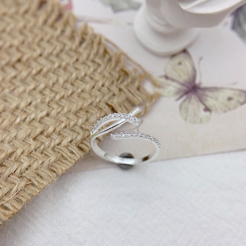 Nhẫn bạc nữ bạc thật 925 DaLiA Jewelry nhẫn bạc hở thanh xiên cá tính