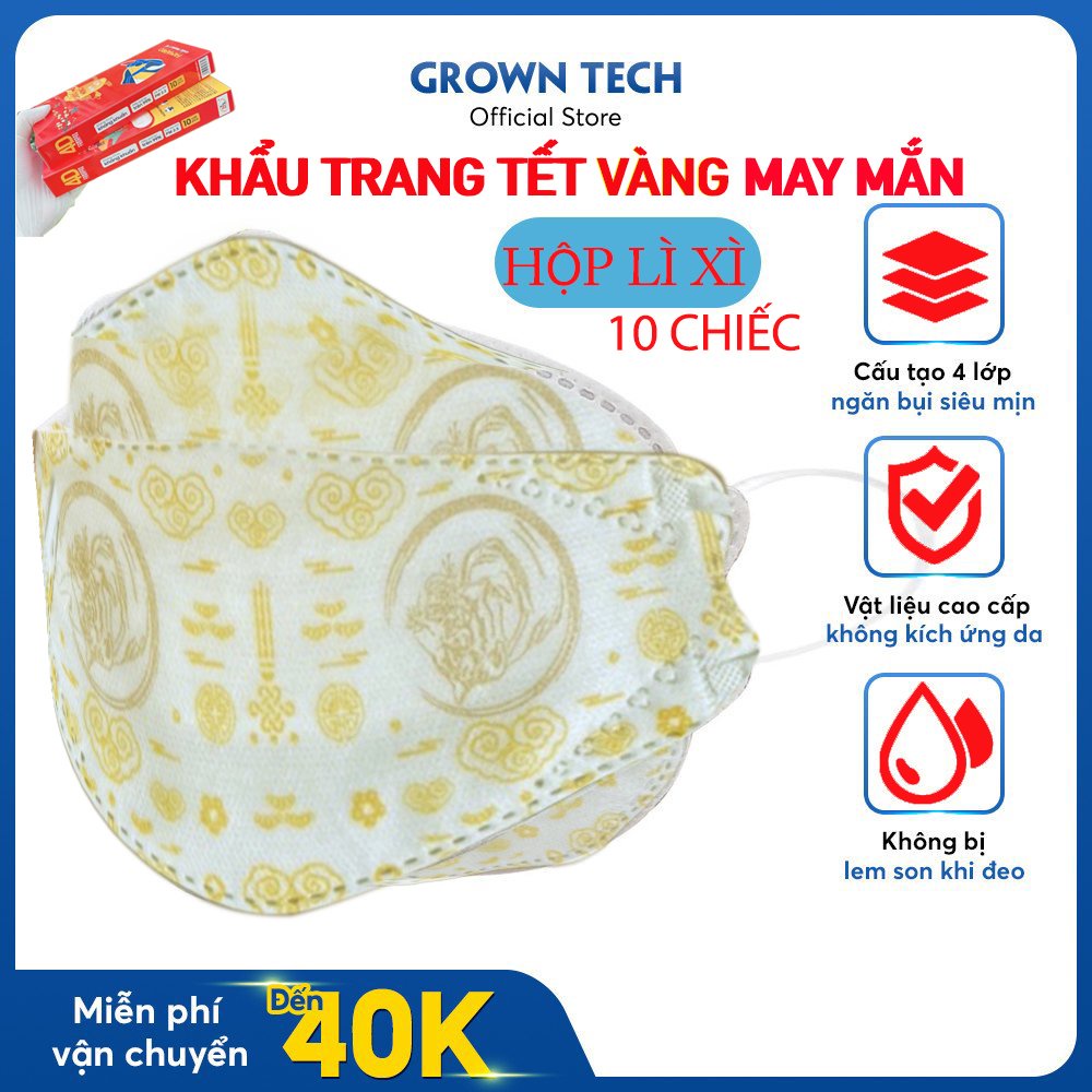 Combo TẾT mua 50 khẩu trang KF94 tết đỏ chét tặng ngay 25 bao lì xì đựng khẩu trang hình nhâm dần 2022