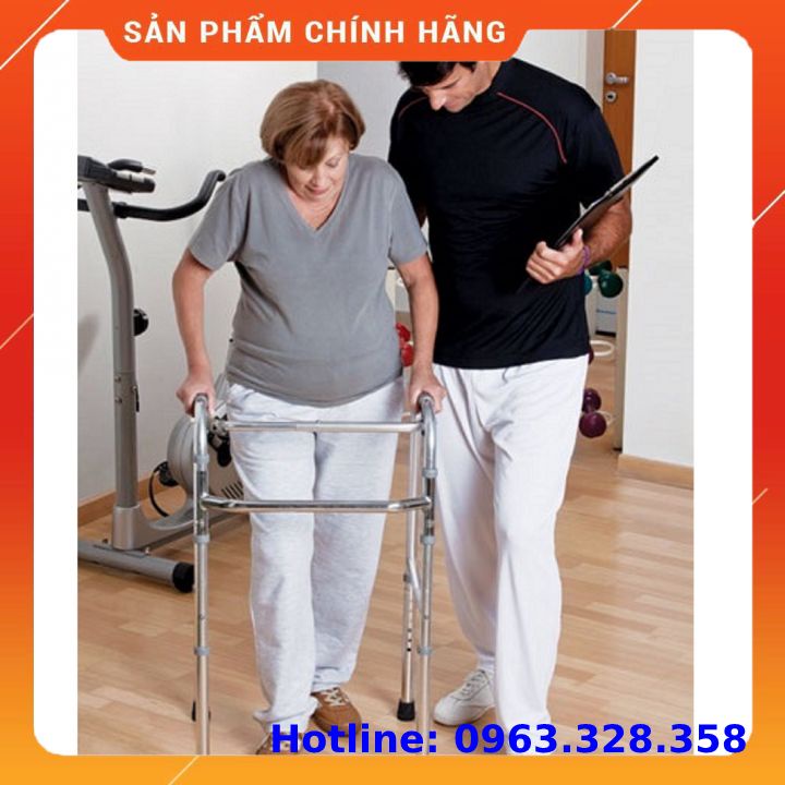 Khung Tập Đi Cho Người Già, Khung Hợp Kim Nhôm Có Bánh Xe Chống Trơn Trượt -