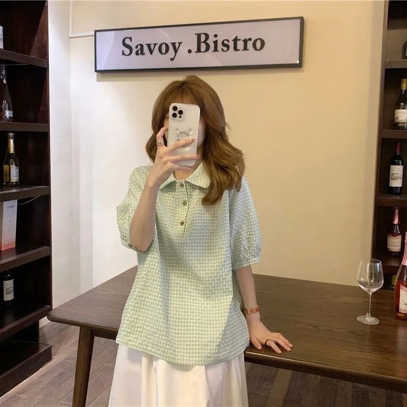 Set Áo Ren Cộc Tay Và Chân Váy Caro Thời Trang Nữ