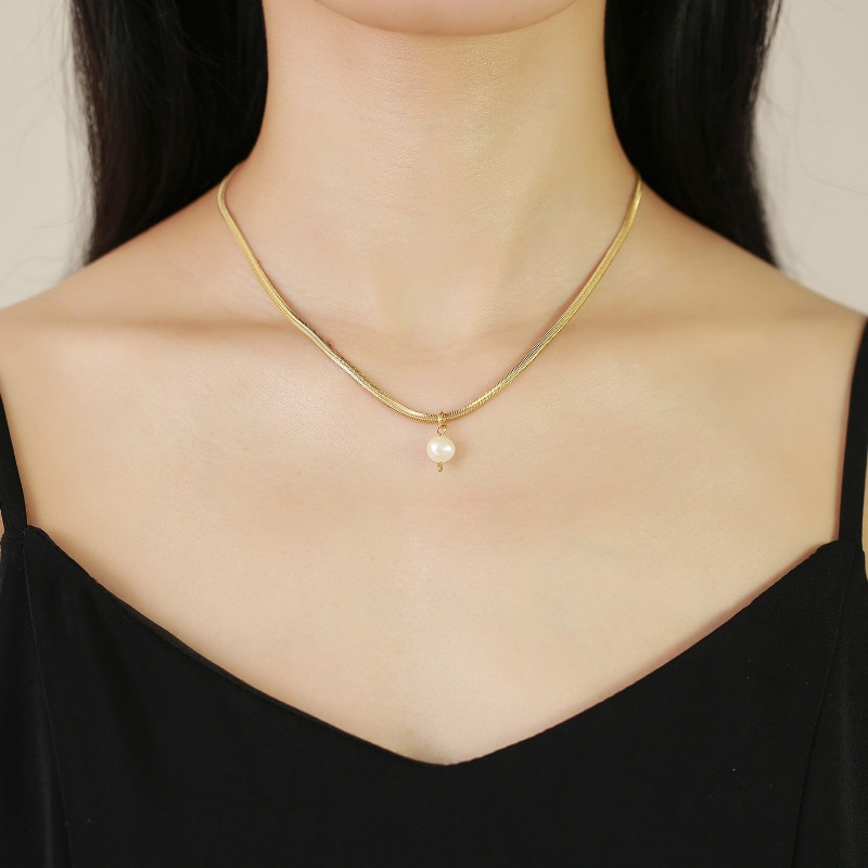 Dây Chuyền Mì Mặt Trái Châu Titan Ko Đen TT 4223